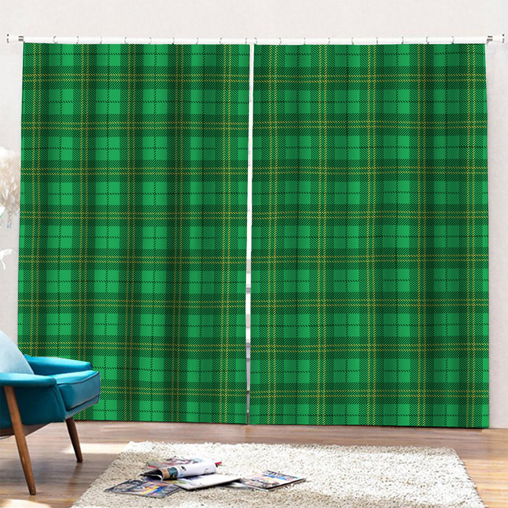 Green Tartan St. Patrick's Day Print Pencil Pleat Curtains