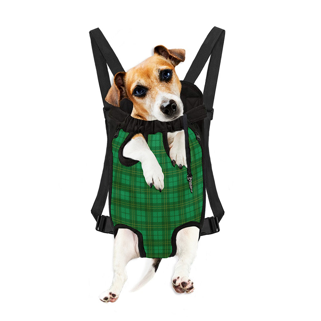 Green Tartan St. Patrick's Day Print Pet Carrier Backpack