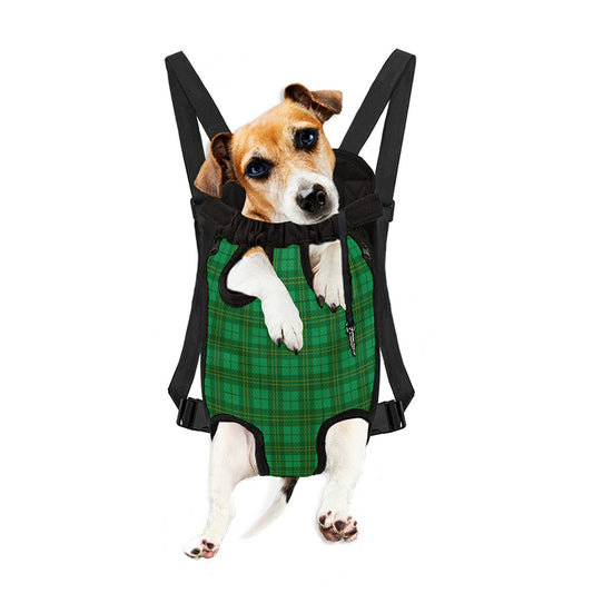 Green Tartan St. Patrick's Day Print Pet Carrier Backpack