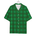 Green Tartan St. Patrick's Day Print Rayon Hawaiian Shirt