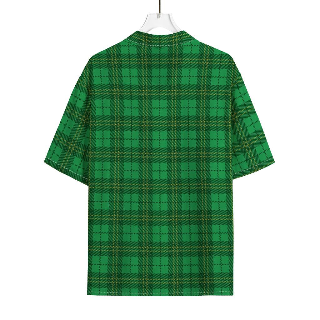 Green Tartan St. Patrick's Day Print Rayon Hawaiian Shirt