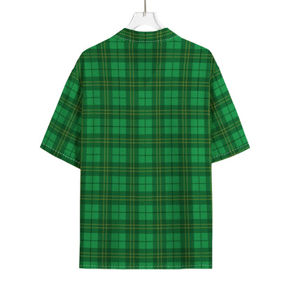 Green Tartan St. Patrick's Day Print Rayon Hawaiian Shirt