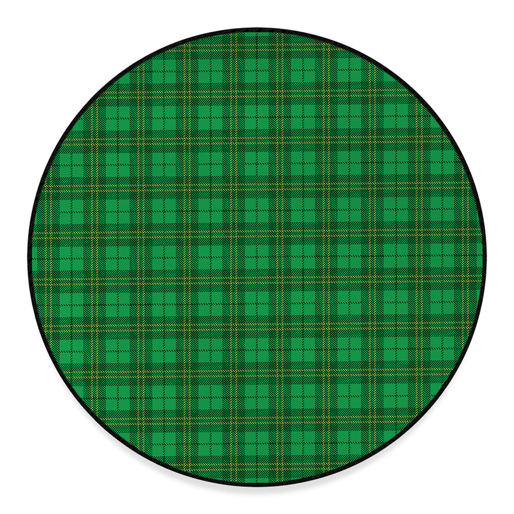 Green Tartan St. Patrick's Day Print Round Floor Mat