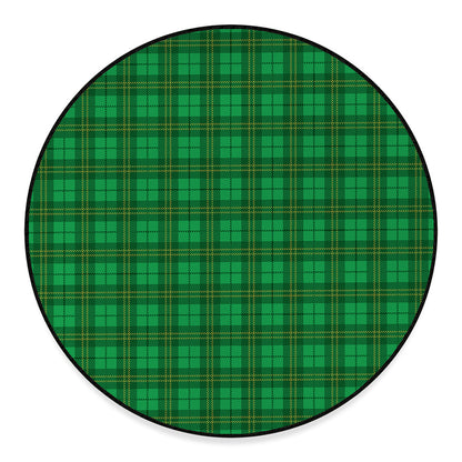 Green Tartan St. Patrick's Day Print Round Floor Mat