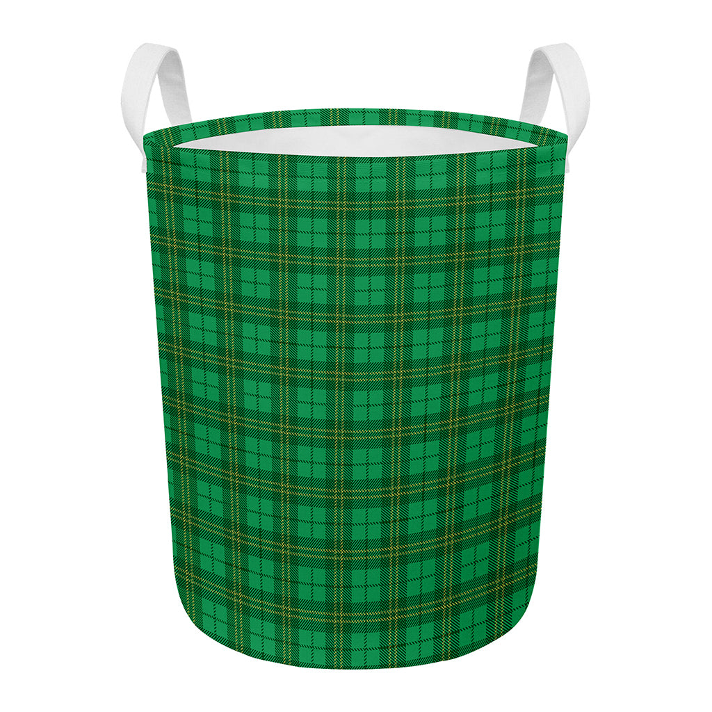 Green Tartan St. Patrick's Day Print Round Laundry Basket