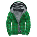 Green Tartan St. Patrick's Day Print Sherpa Lined Zip Up Hoodie
