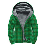 Green Tartan St. Patrick's Day Print Sherpa Lined Zip Up Hoodie