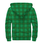 Green Tartan St. Patrick's Day Print Sherpa Lined Zip Up Hoodie