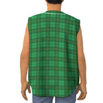 Green Tartan St. Patrick's Day Print Sleeveless Baseball Jersey