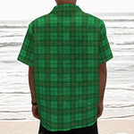 Green Tartan St. Patrick's Day Print Textured Short Sleeve Shirt