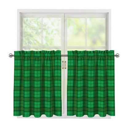 Green Tartan St. Patrick's Day Print Tier Curtains