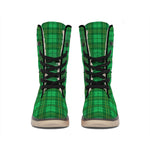 Green Tartan St. Patrick's Day Print Winter Boots