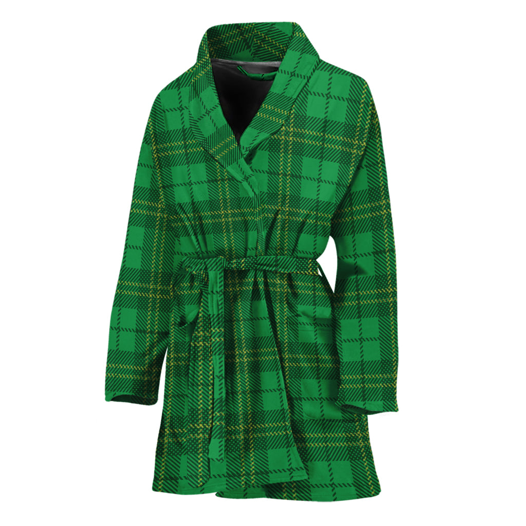 Green Tartan St. Patrick's Day Print Women's Bathrobe