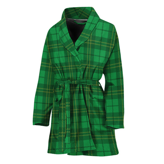 Green Tartan St. Patrick's Day Print Women's Bathrobe
