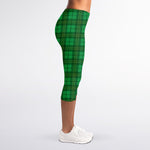 Green Tartan St. Patrick's Day Print Women's Capri Leggings
