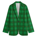 Green Tartan St. Patrick's Day Print Women's Cotton Blazer