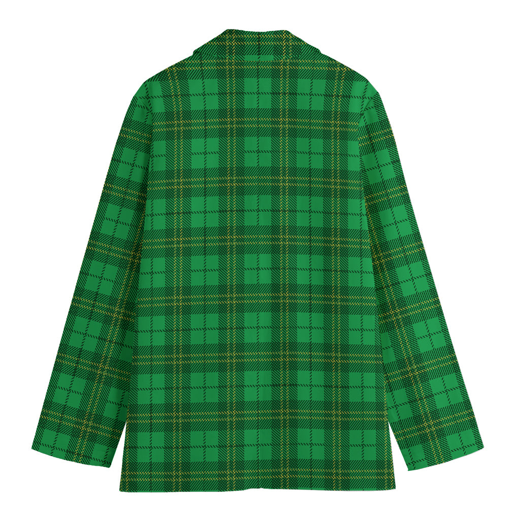 Green Tartan St. Patrick's Day Print Women's Cotton Blazer