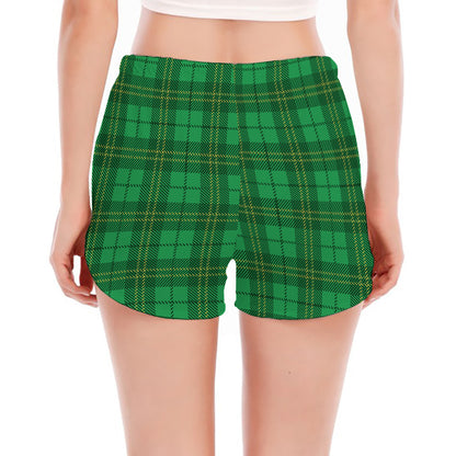 Green Tartan St. Patrick's Day Print Women's Split Running Shorts