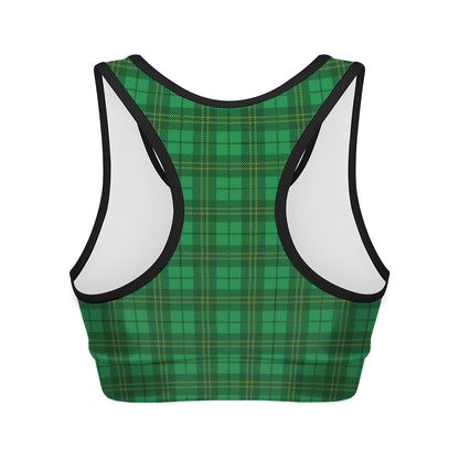 Green Tartan St. Patrick's Day Print Women's Sports Bra