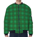Green Tartan St. Patrick's Day Print Zip Sleeve Bomber Jacket