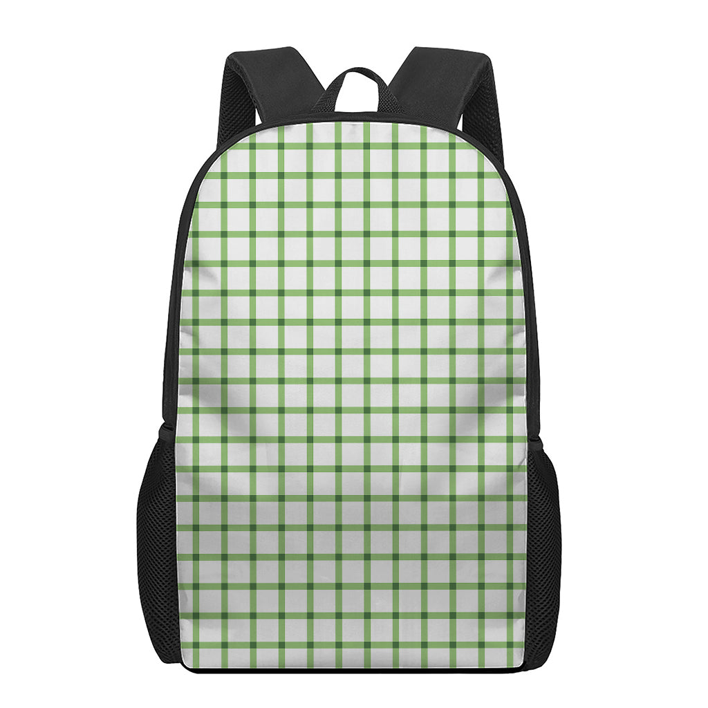Green Tattersall Pattern Print 17 Inch Backpack