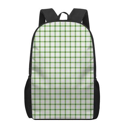 Green Tattersall Pattern Print 17 Inch Backpack