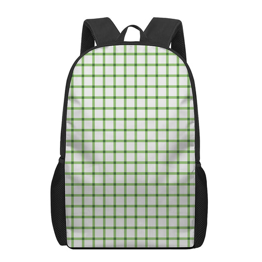 Green Tattersall Pattern Print 17 Inch Backpack