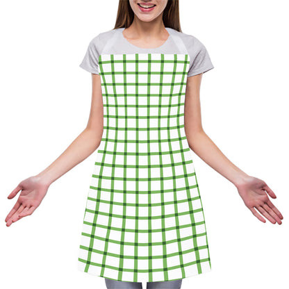 Green Tattersall Pattern Print Adjustable Apron