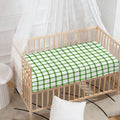 Green Tattersall Pattern Print Baby Crib Sheet