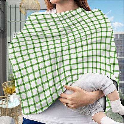 Green Tattersall Pattern Print Baby Seat Cover