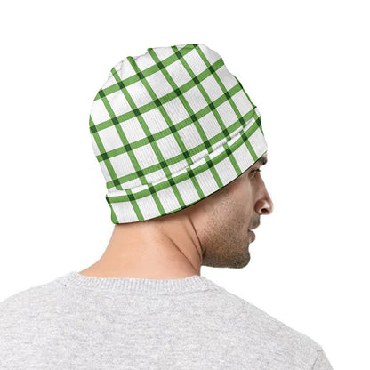 Green Tattersall Pattern Print Beanie
