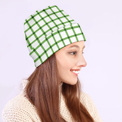 Green Tattersall Pattern Print Beanie