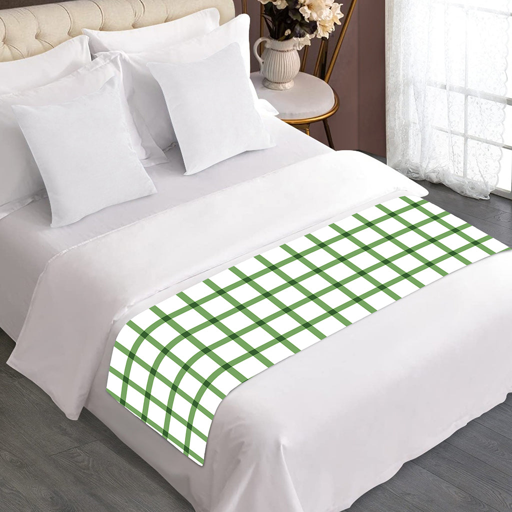 Green Tattersall Pattern Print Bed Runner
