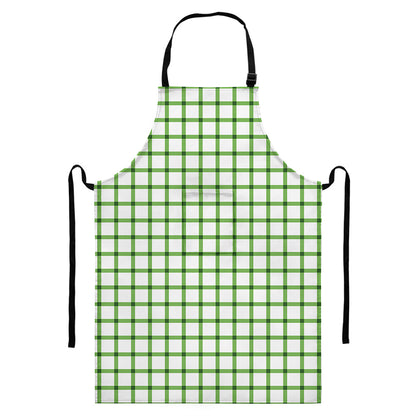 Green Tattersall Pattern Print Bib Apron With Pocket