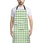 Green Tattersall Pattern Print Bib Apron With Pocket