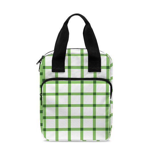 Green Tattersall Pattern Print Bible Tote Bag