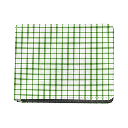 Green Tattersall Pattern Print Bifold Wallet