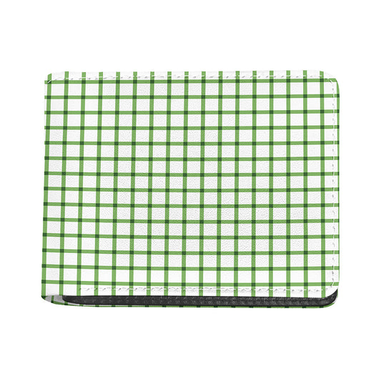 Green Tattersall Pattern Print Bifold Wallet