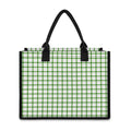 Green Tattersall Pattern Print Canvas Tote Bag