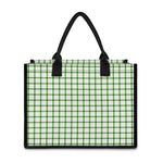 Green Tattersall Pattern Print Canvas Tote Bag