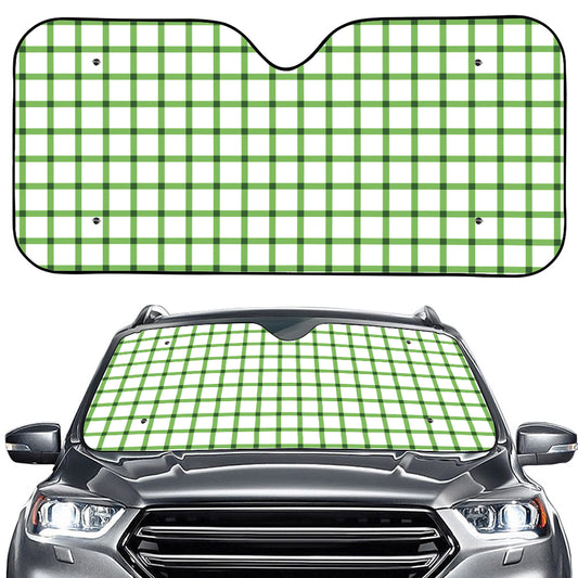 Green Tattersall Pattern Print Car Windshield Sun Shade