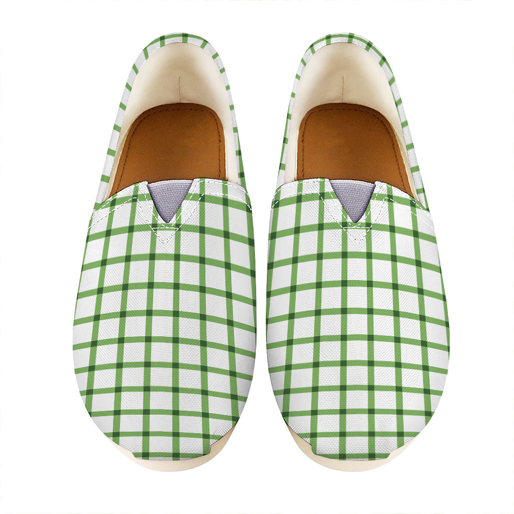 Green Tattersall Pattern Print Casual Shoes