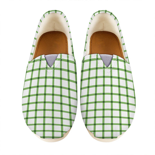 Green Tattersall Pattern Print Casual Shoes