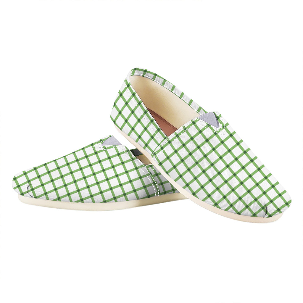 Green Tattersall Pattern Print Casual Shoes