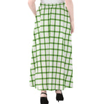 Green Tattersall Pattern Print Chiffon Maxi Skirt