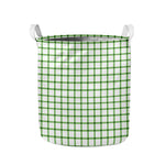 Green Tattersall Pattern Print Collapsible Laundry Basket