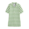 Green Tattersall Pattern Print Cotton Hawaiian Shirt