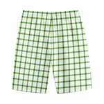 Green Tattersall Pattern Print Cotton Shorts
