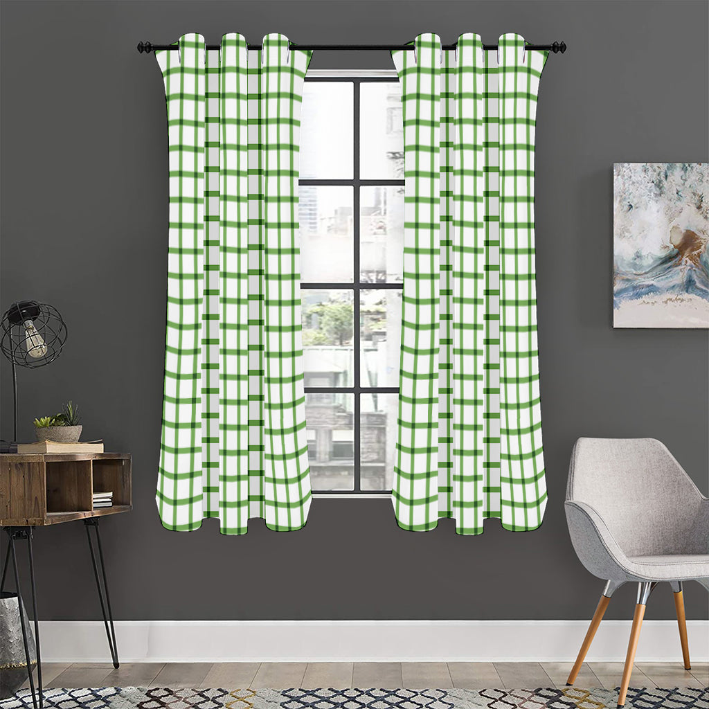 Green Tattersall Pattern Print Curtain