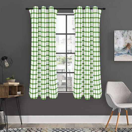 Green Tattersall Pattern Print Curtain